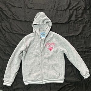 Y2K Gildan Heather Gray Kids Hoodie with Pink Heart Design
